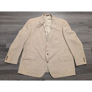 Stafford Men's Tan Linen Cotton Blend Portly Fit Sport‎ Coat Size 52L